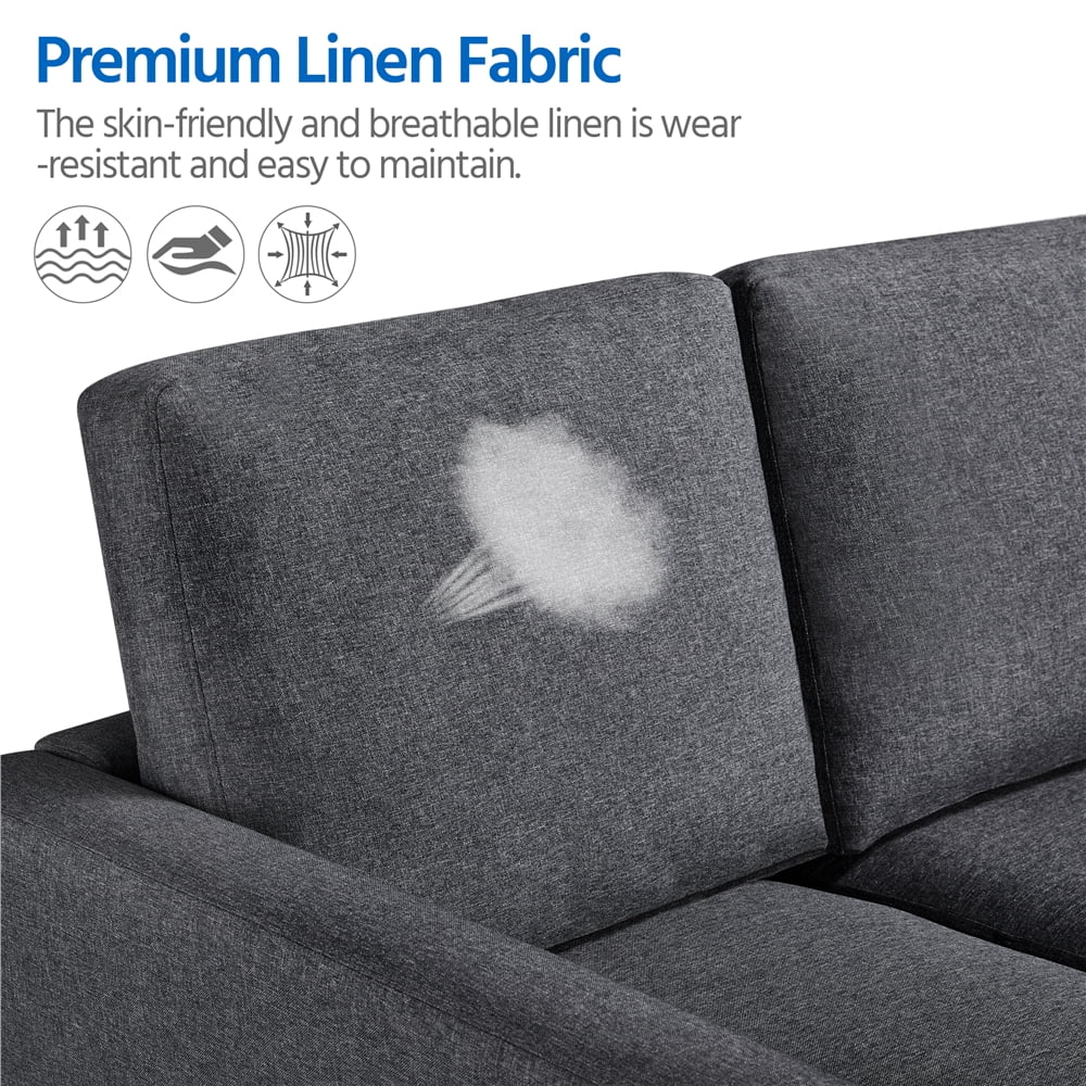 Gray Fabric 3-Seater Sofa O4381