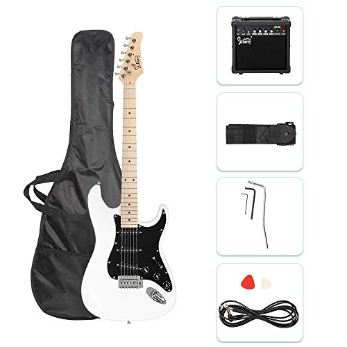 Full Size Electric Guitar with 20W Amp and Accessories Pack Guitar Bag (Blue) J754