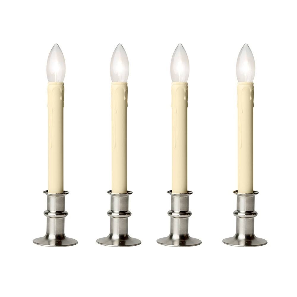 Brushed Nickel LED Adjustable Base Candle 4-Pack Q13358