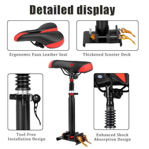 Adjustable Electric Scooter Seat with PU Cushion and Aluminum Rod M4399