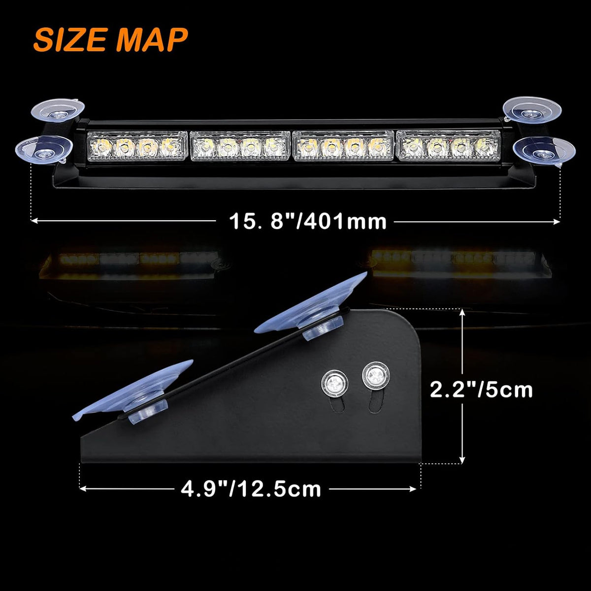 Amber White LED Emergency Dash Light Bars Q78744