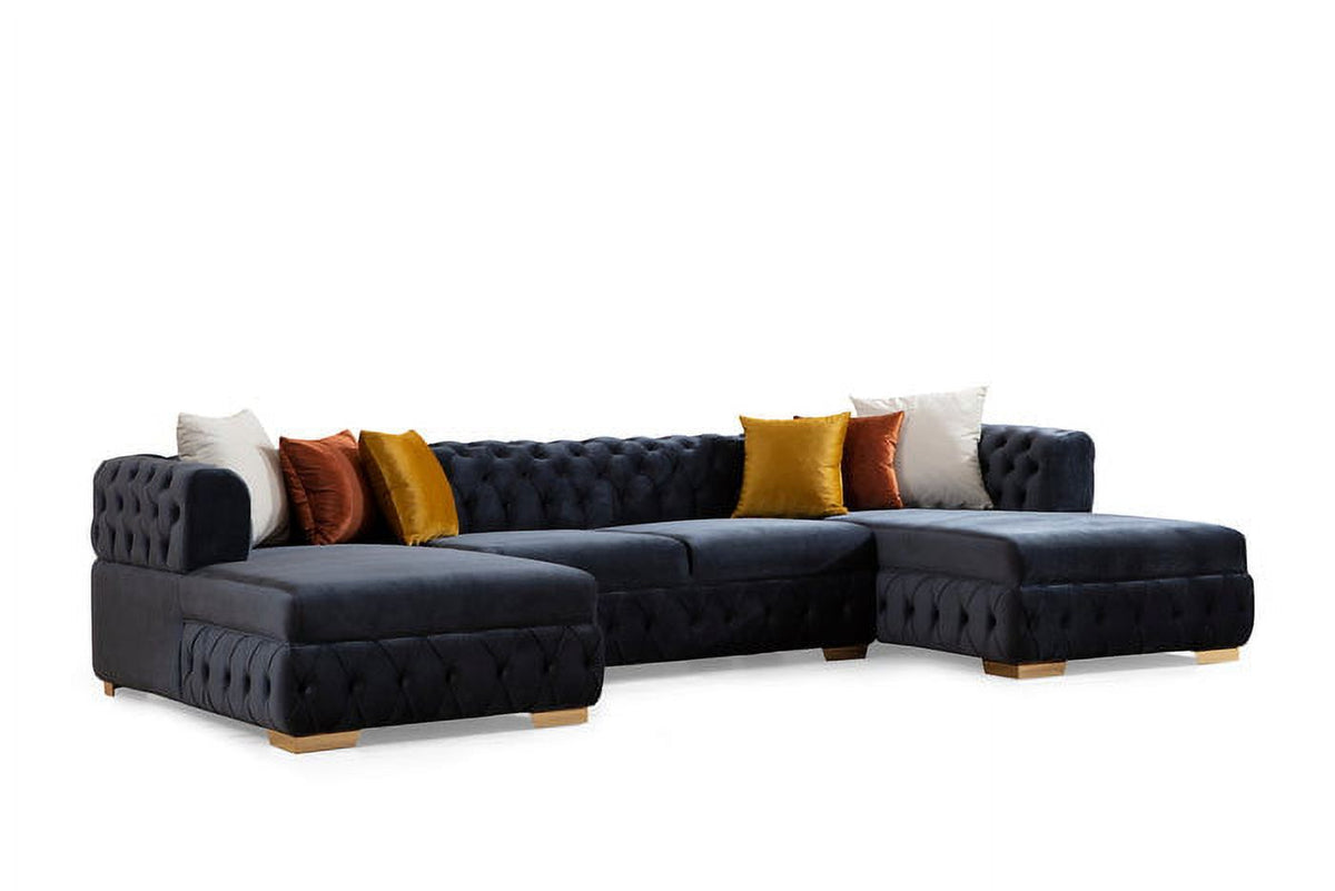 Charcoal Velvet U Shaped Double Chaise Sectional M21785
