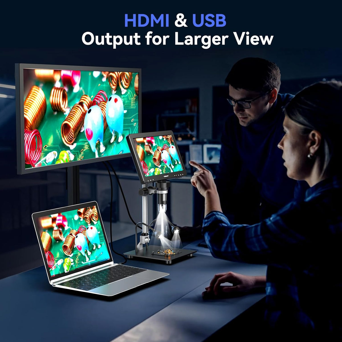10.1" HD IPS HDMI Digital Microscope 1500X 20MP Coin Microscope with Screen F46867