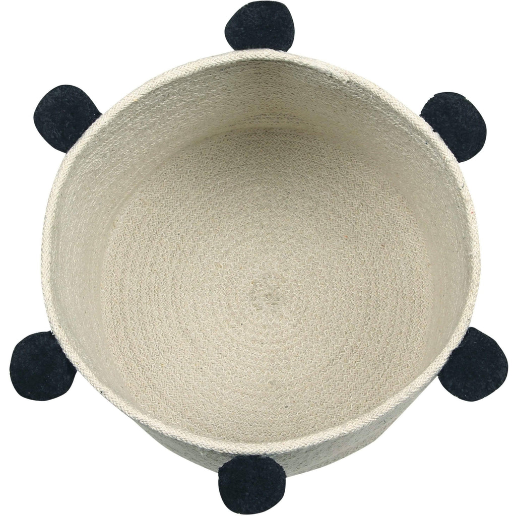 Black Storage Basket with Pompoms D42471