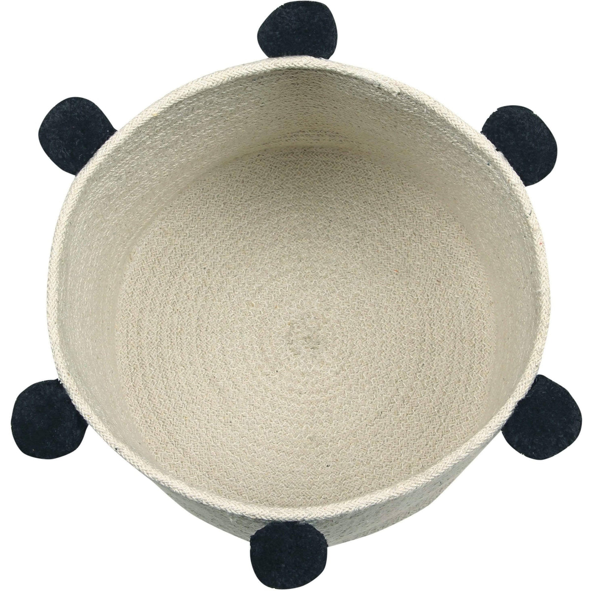 Black Storage Basket with Pompoms D42471