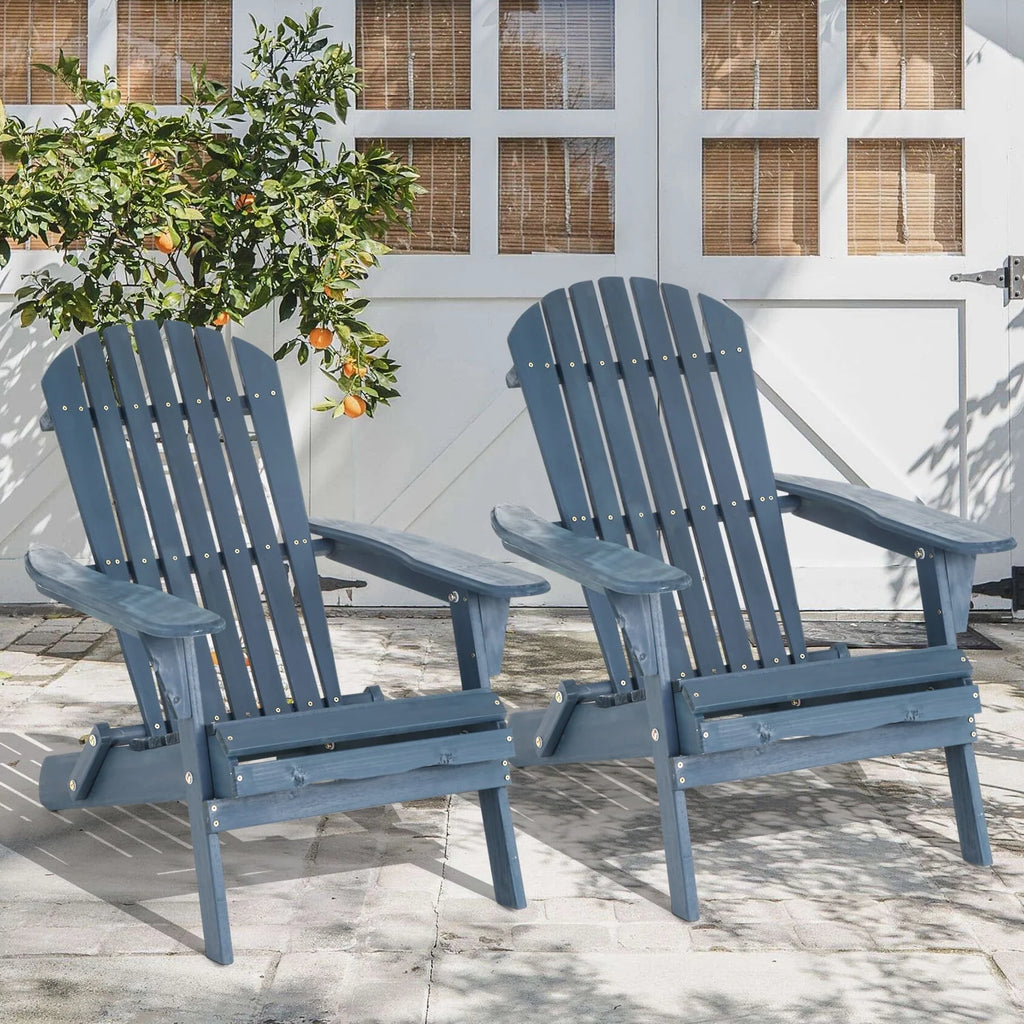 Folding Adirondack Chair Set of 2 Grey X127644