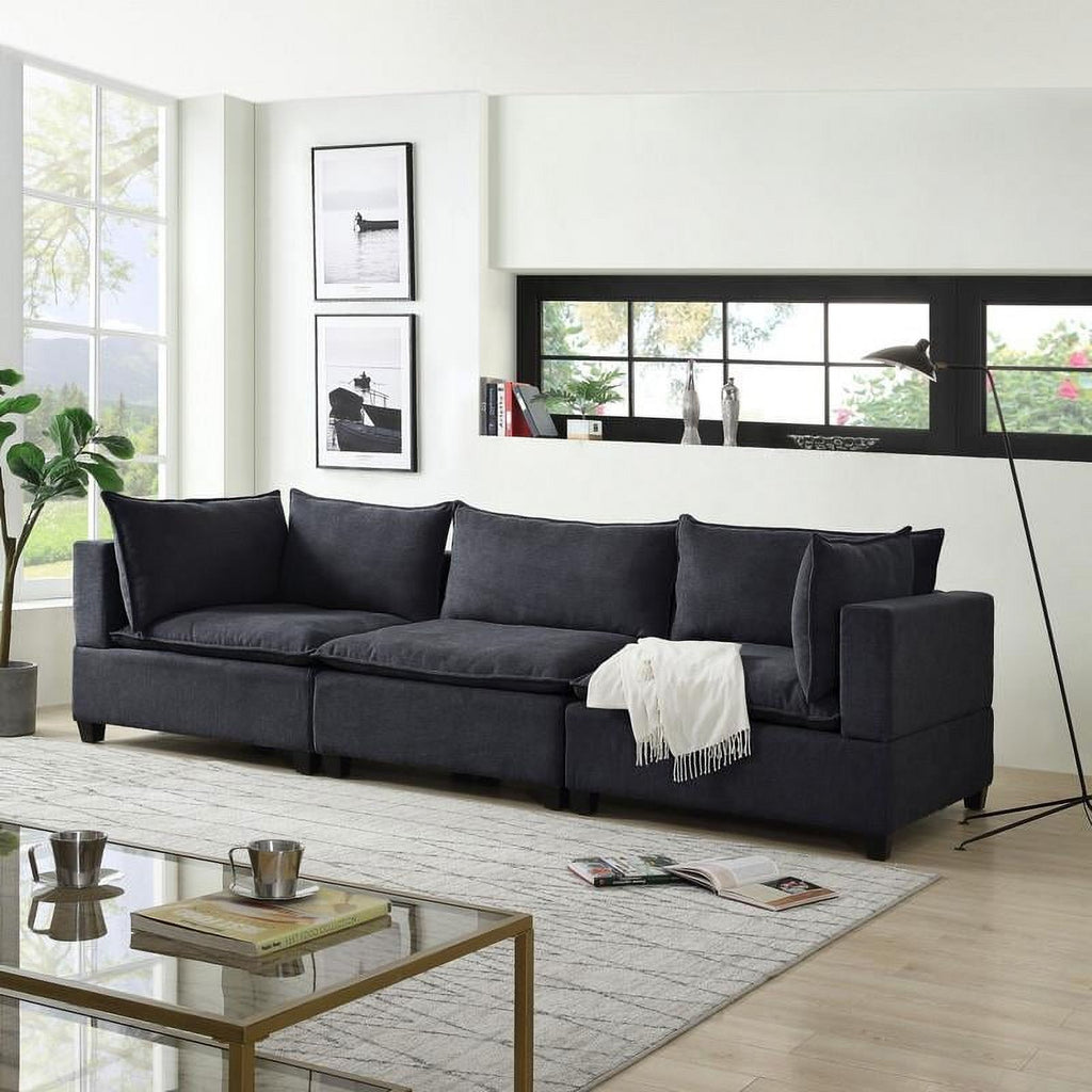 Dark Gray Fabric Down Feather Sofa Couch T89156