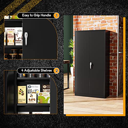 72" Metal Storage Cabinet with Lock and 4 Adjustable Shelves C804