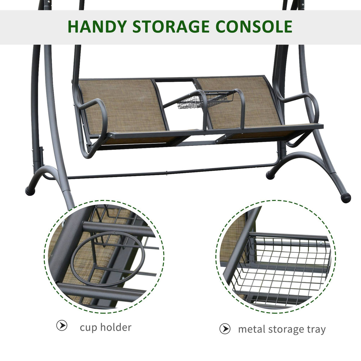 Covered Porch Canopy Swing Bench Chair with Stand M39506