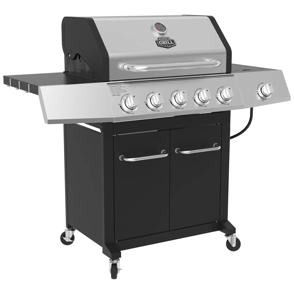 5 Burner Propane Gas Grill with Side Burner E544294