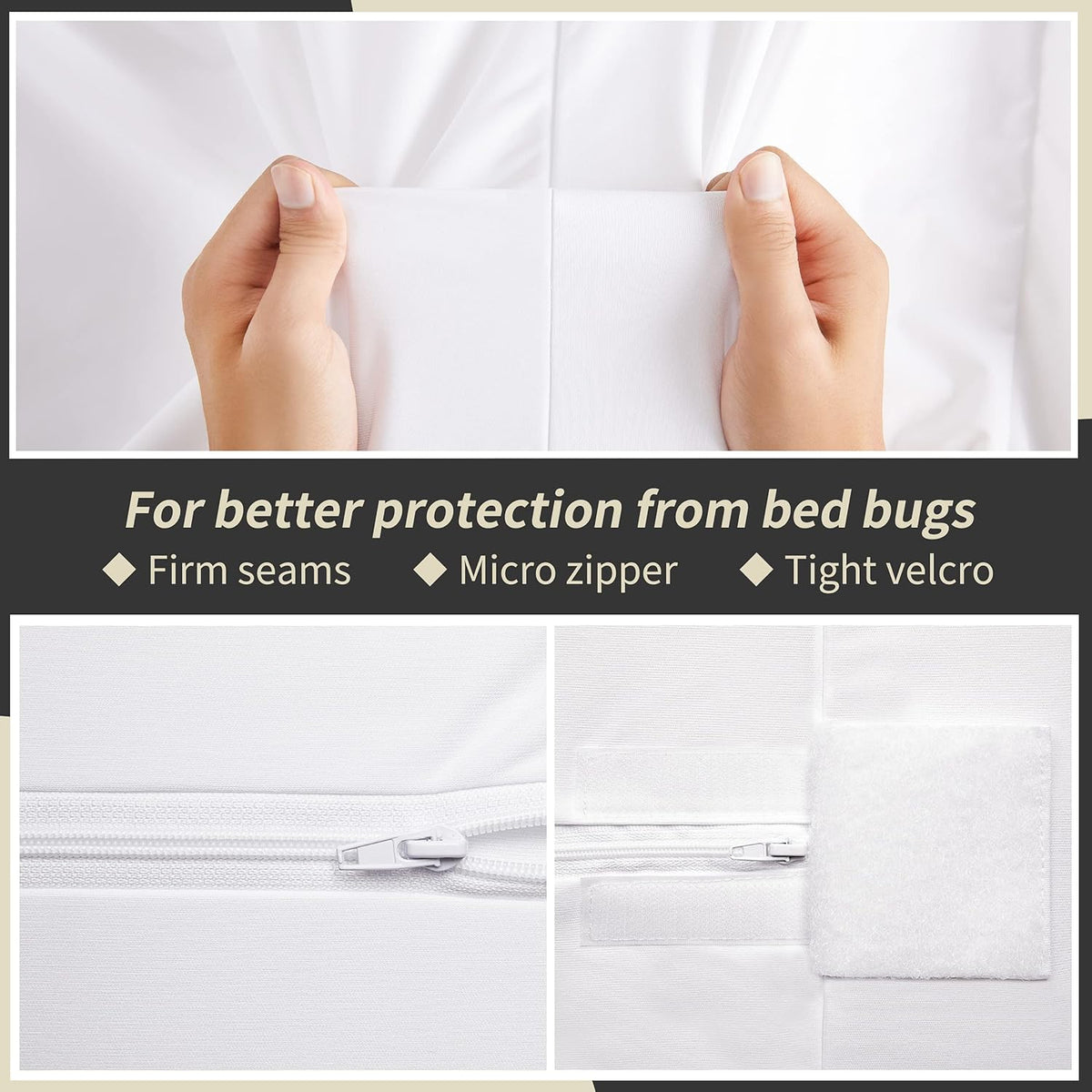 Queen 6 Sides Waterproof Cotton Terry Mattress Encasement with Zipper I15478