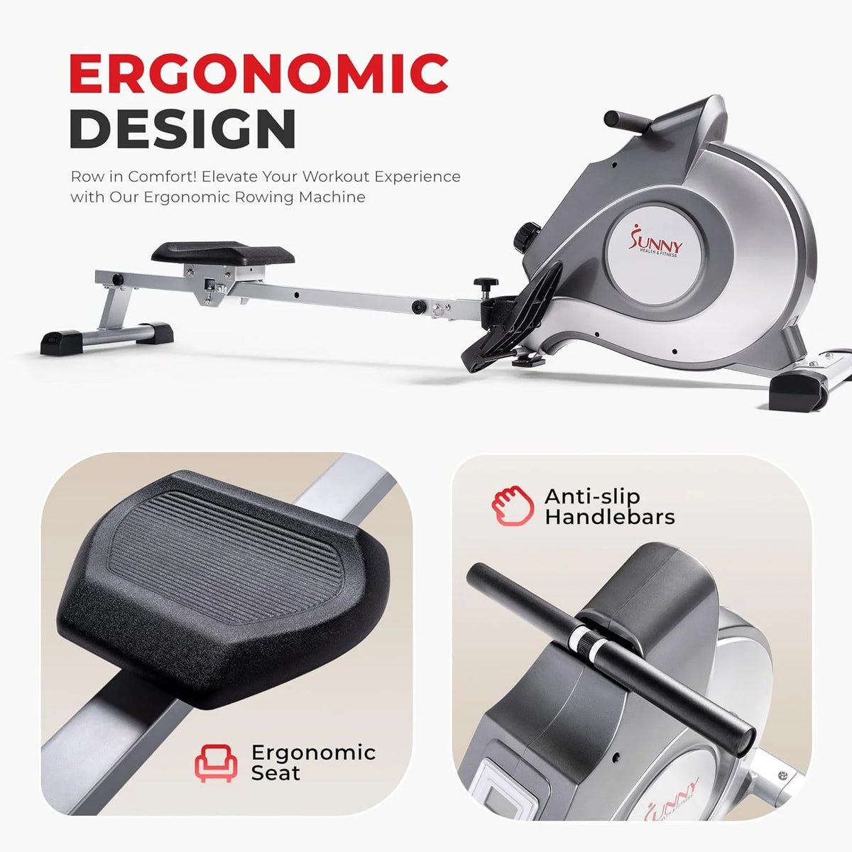 Home Rowing Machine with Magnetic Resistance, 8 Resistance Levels I35452