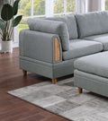 Light Grey 8pc Sectional Sofa Set with Wedges, Armless Chairs and Ottomans E7053