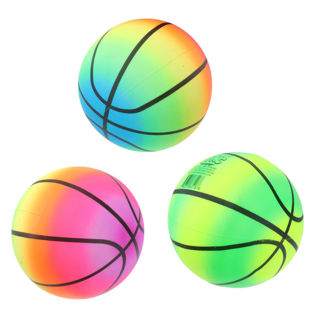 3 Pcs 16 CM Rainbow Balls Elastic PVC Beach Play Ball C405534