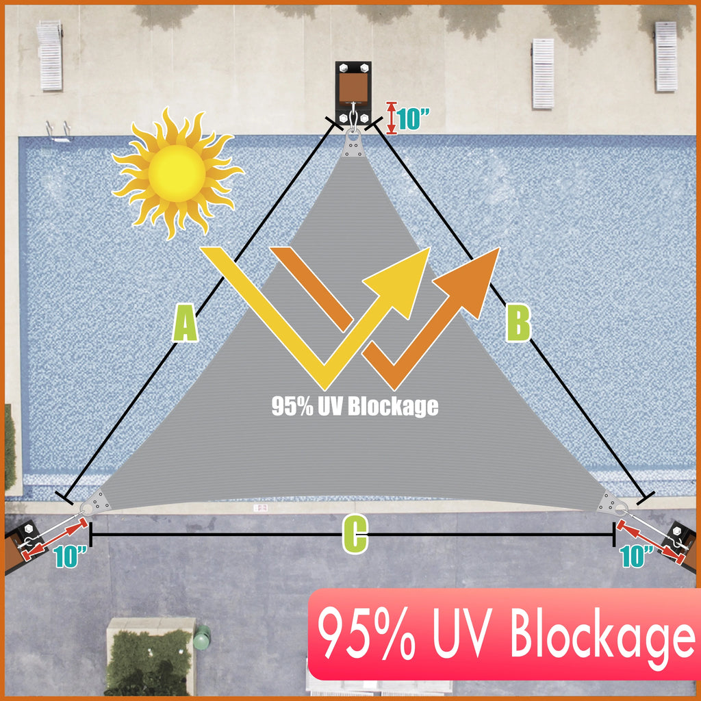 Grey Right Triangle Sun Shade Sail Canopy Awning S5674