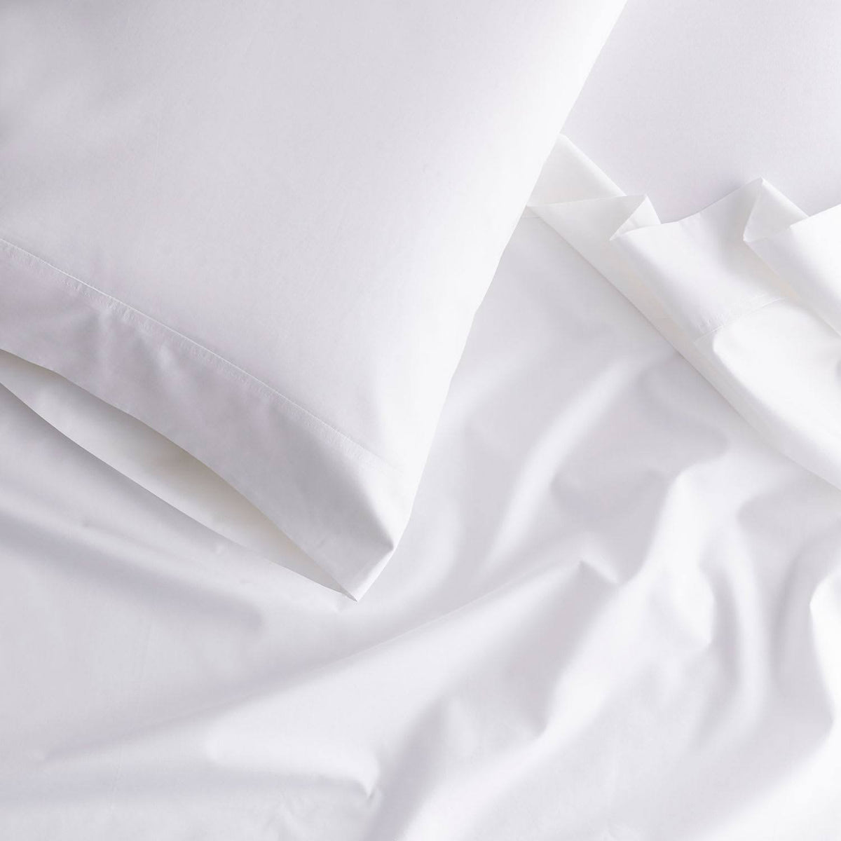 Ivory Queen Size Supima Cotton Percale Flat Sheet N2473