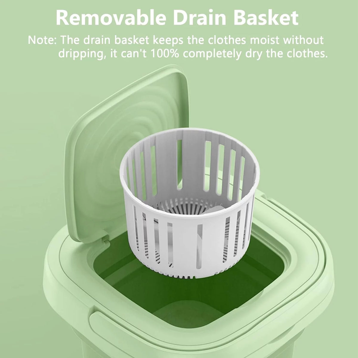 Mini Folding Washing Machine with Dryer Bucket 8L Green L24950