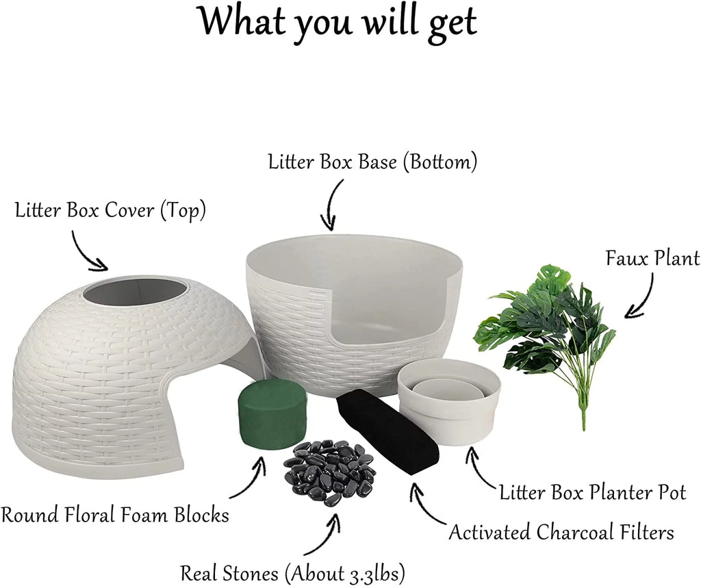 White Hidden Litter Box Furniture Q65883