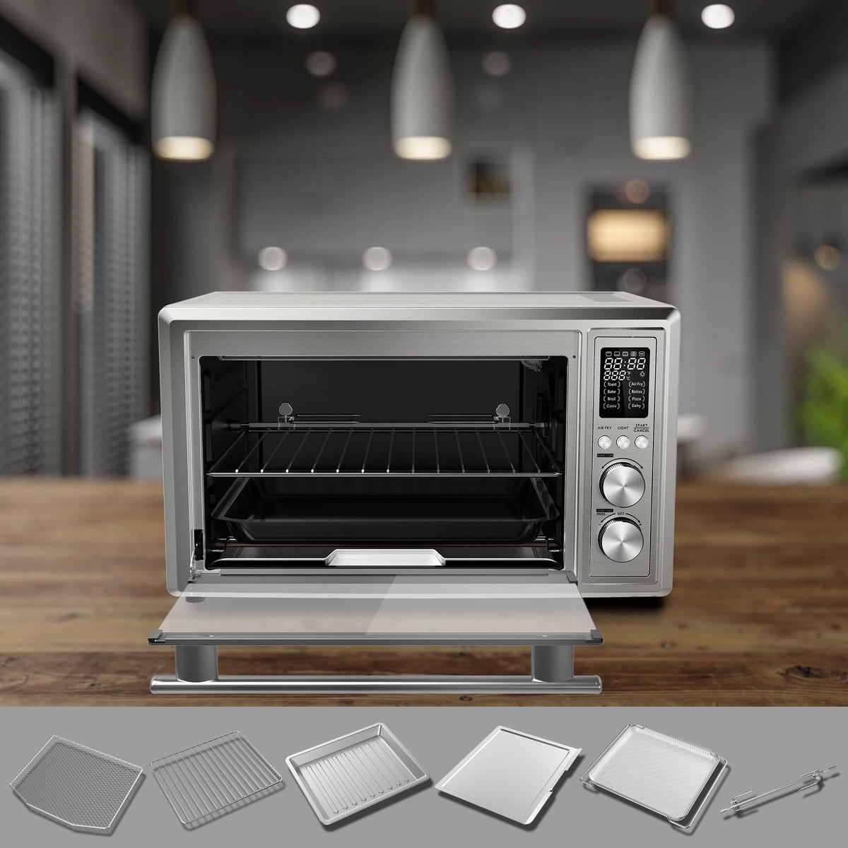 1.1 Cu.Ft. Digital Stainless Steel Toaster Oven with Air Fry C454