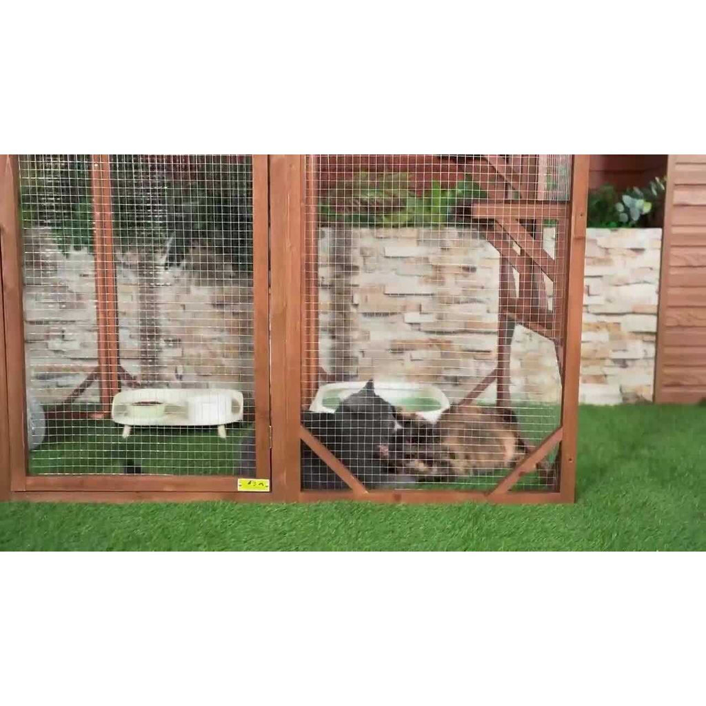 Wooden Outdoor Cat Enclosure Run Playpen Catio L67745