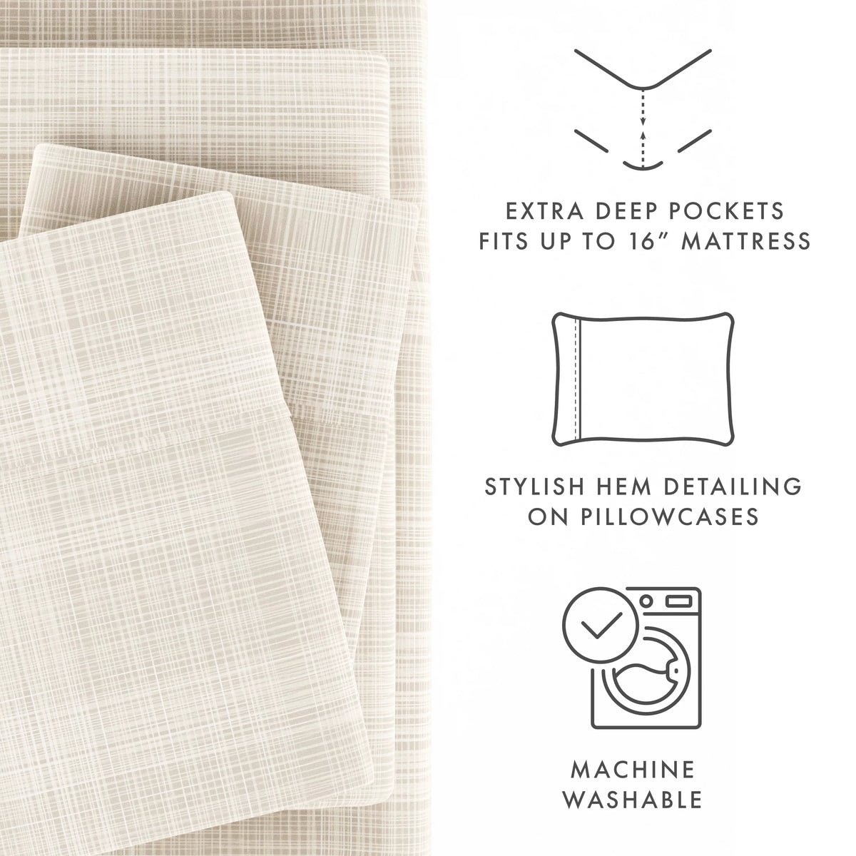4 Piece Pattern Microfiber Bed Sheets Set California King G541