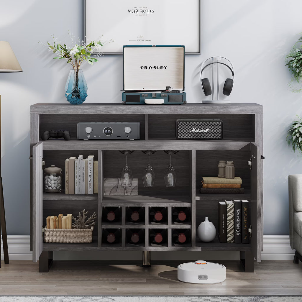 Dark Rustic Oak Sideboard Buffet Cabinet with Storage R226