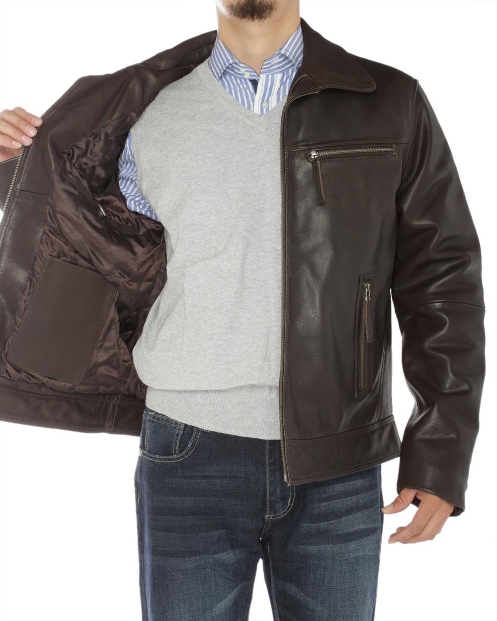 Brown Full Grain Cow Leather Coat L195250