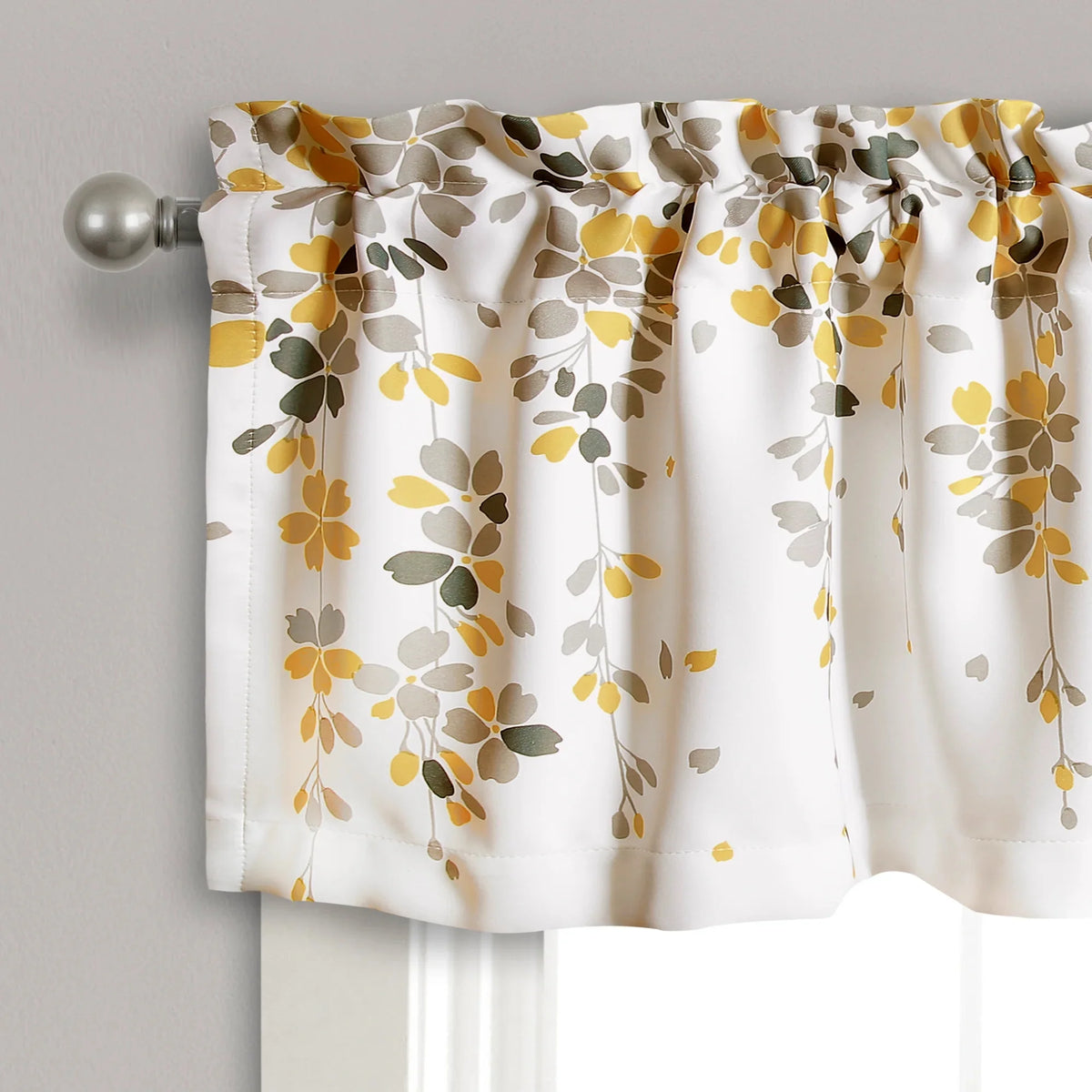 Floral Yellow Polyester Room Darkening Valance A99580