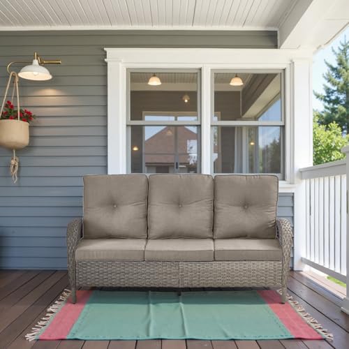 Brown Wicker High Back Patio Club Chair Set of 2 with Removable Cushions R52665