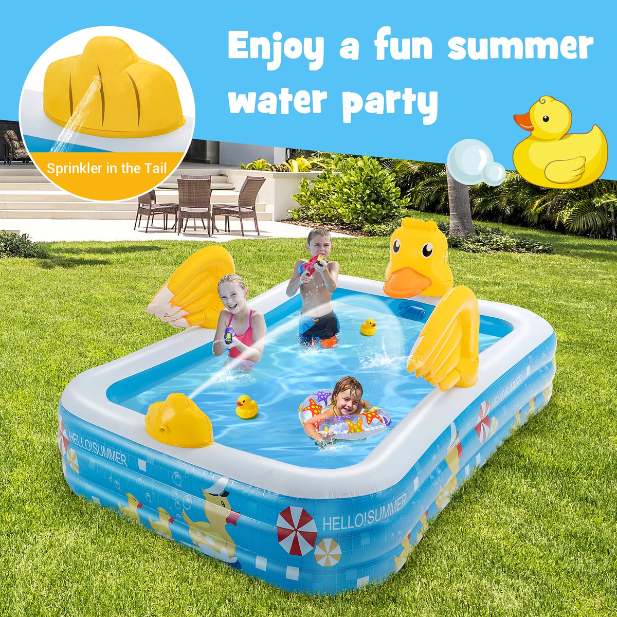 Inflatable Swimming Pool with Sprinkler D598