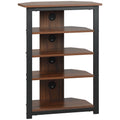 Brown TV Stand with Storage Shelves and Steel Frame U6877