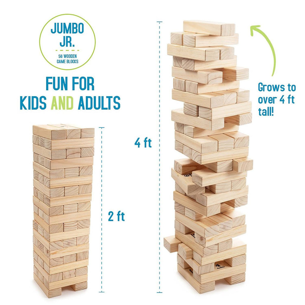 56 Pieces Pine Wood Tumbling Timber Blocks Floor Game with Carry Bag E51152