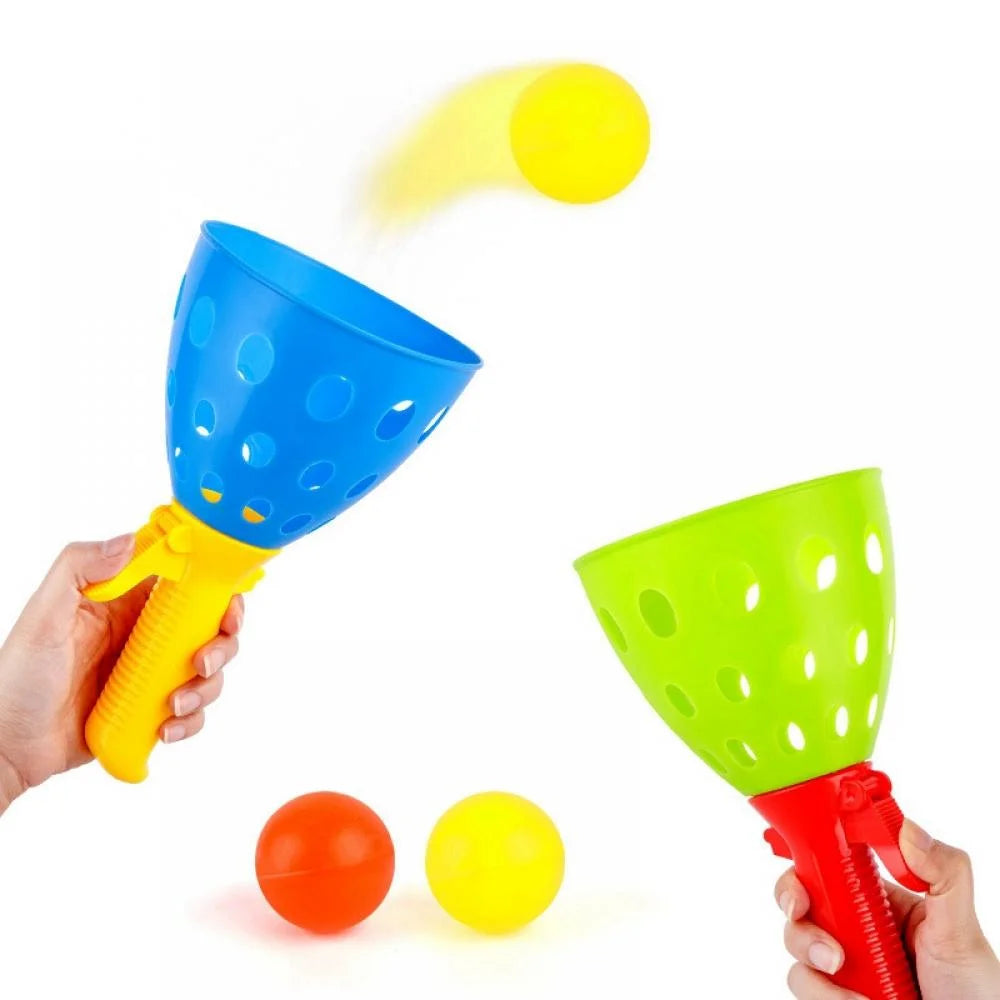 Pop-Pass-Catch Ball Game with 2 Catch Launcher Baskets and 4 Balls J8524