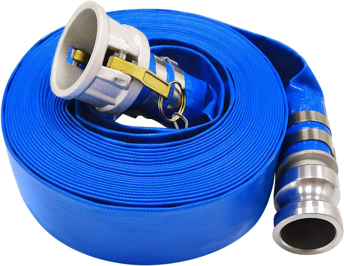 2 x 100' Blue PVC Heavy Duty Discharge Hose with Aluminum Camlock Fittings S1669