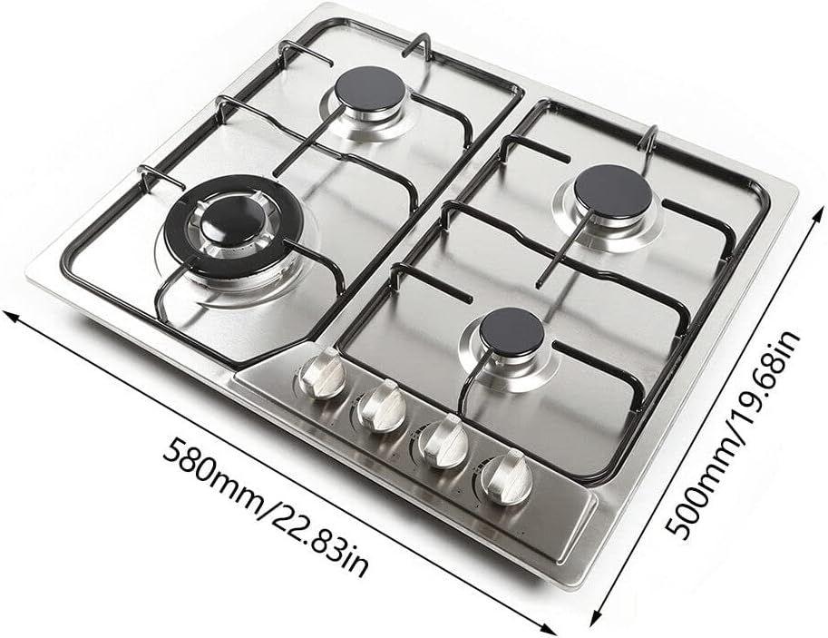 Stainless Steel 4 Burner Gas Cooktop with Cast Iron Grates J2864