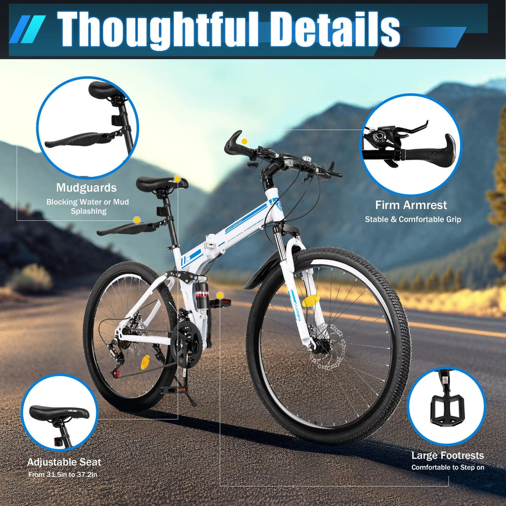 26 Mountain Bike 21-Speed Folding Dual Disc Brake Bicycle H5248