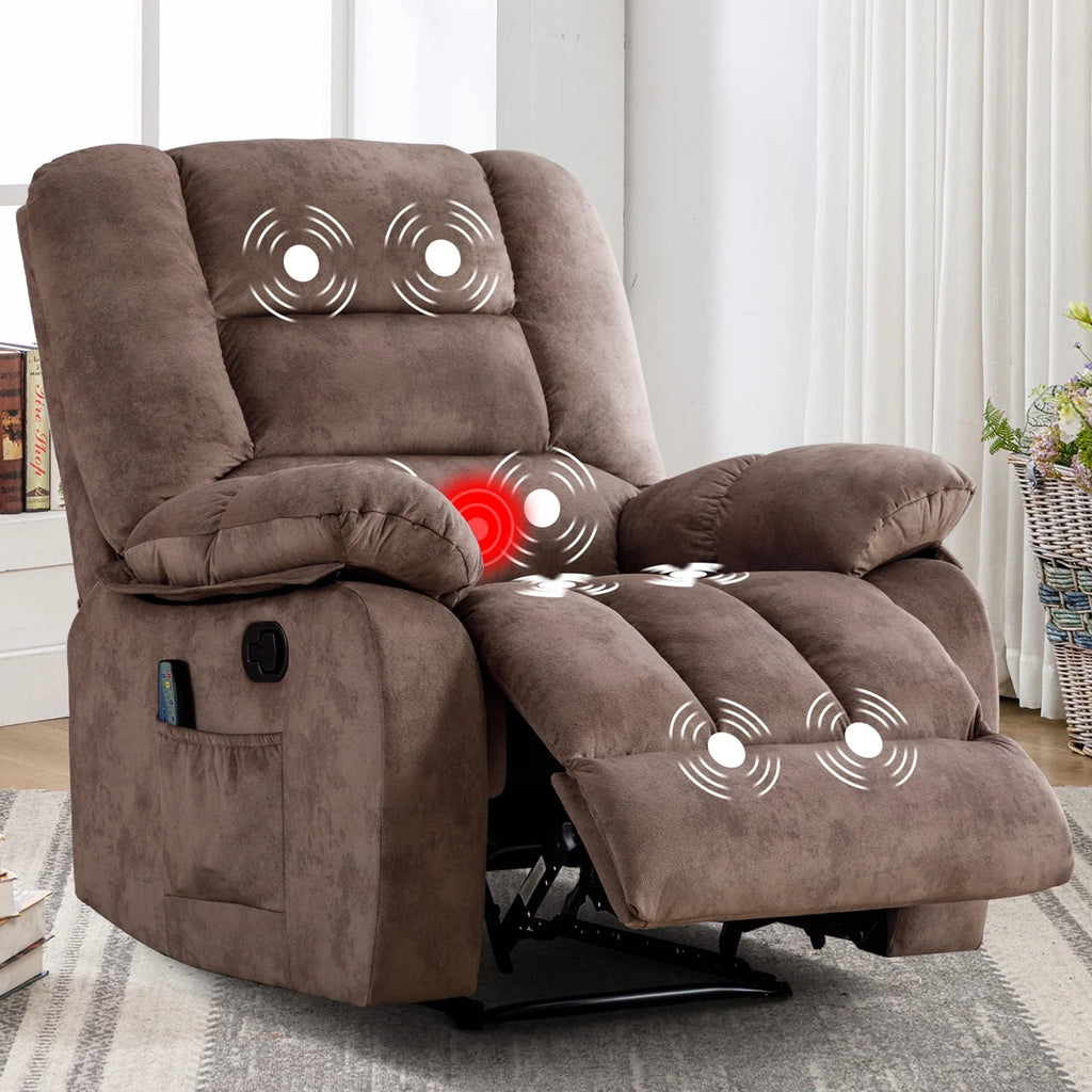 Gray Fabric Manual Recliner with Massage and Heat W272763