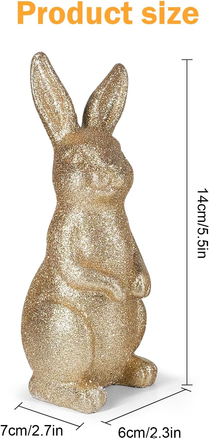 Golden Polyresin Bunny Easter Decor Statue R4955
