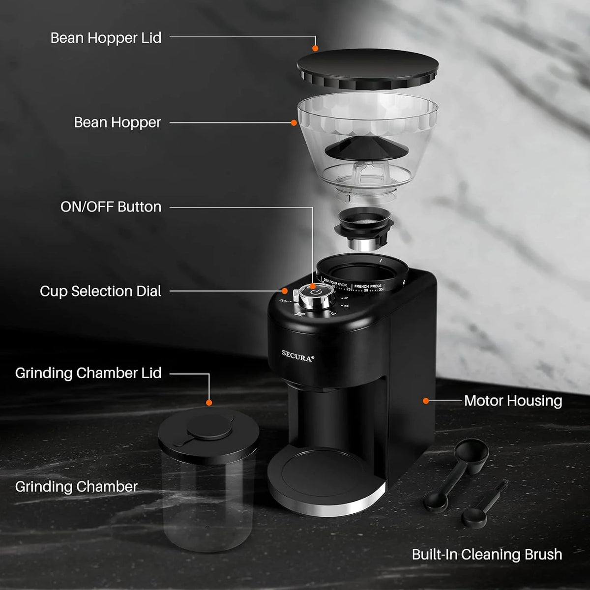 Open Box Conical Burr Coffee Grinder X716