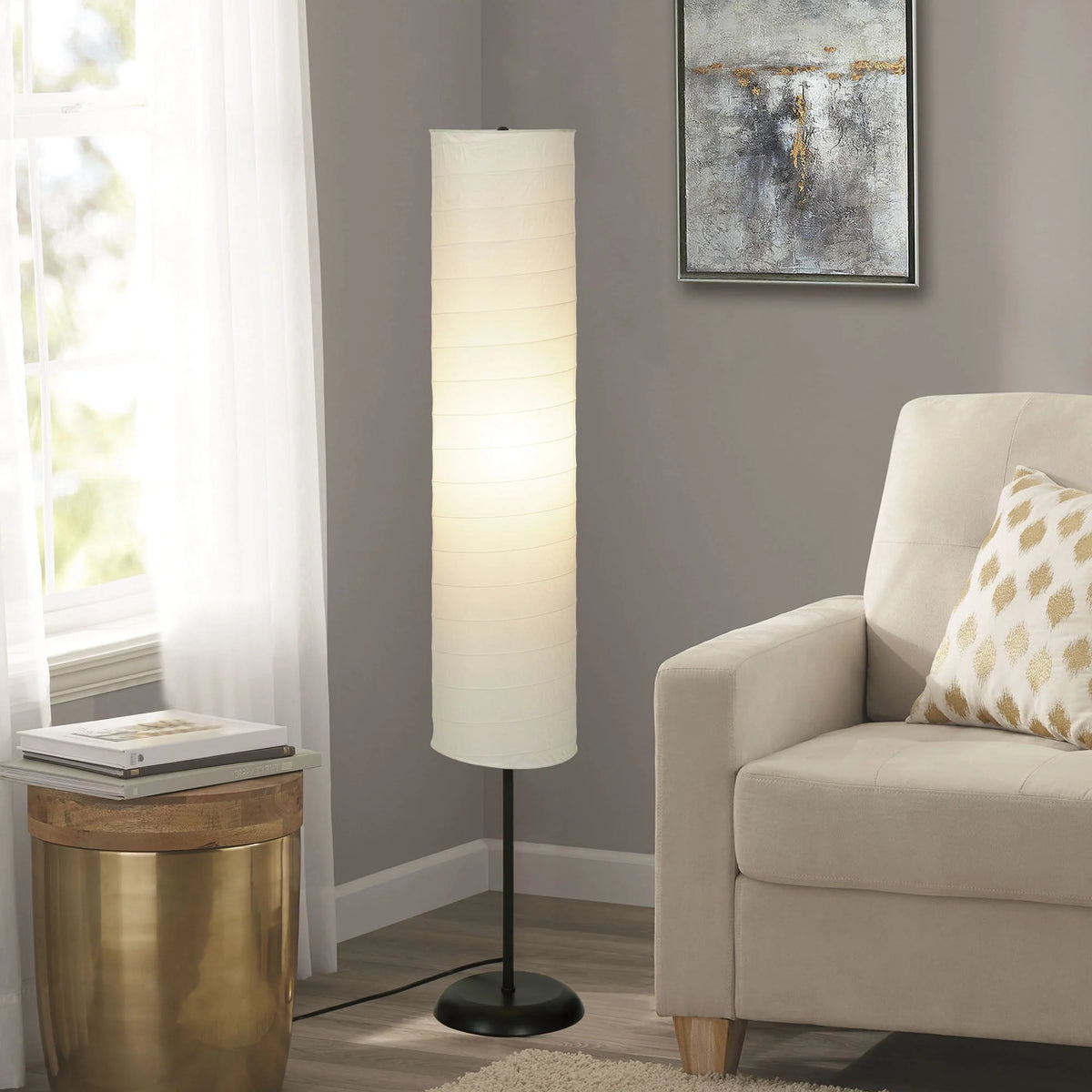 Black Rice Paper Shade Floor Lamp H918150