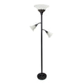 3 Light Floor Lamp with White Scalloped Glass Shades, Restoration Bronze W313