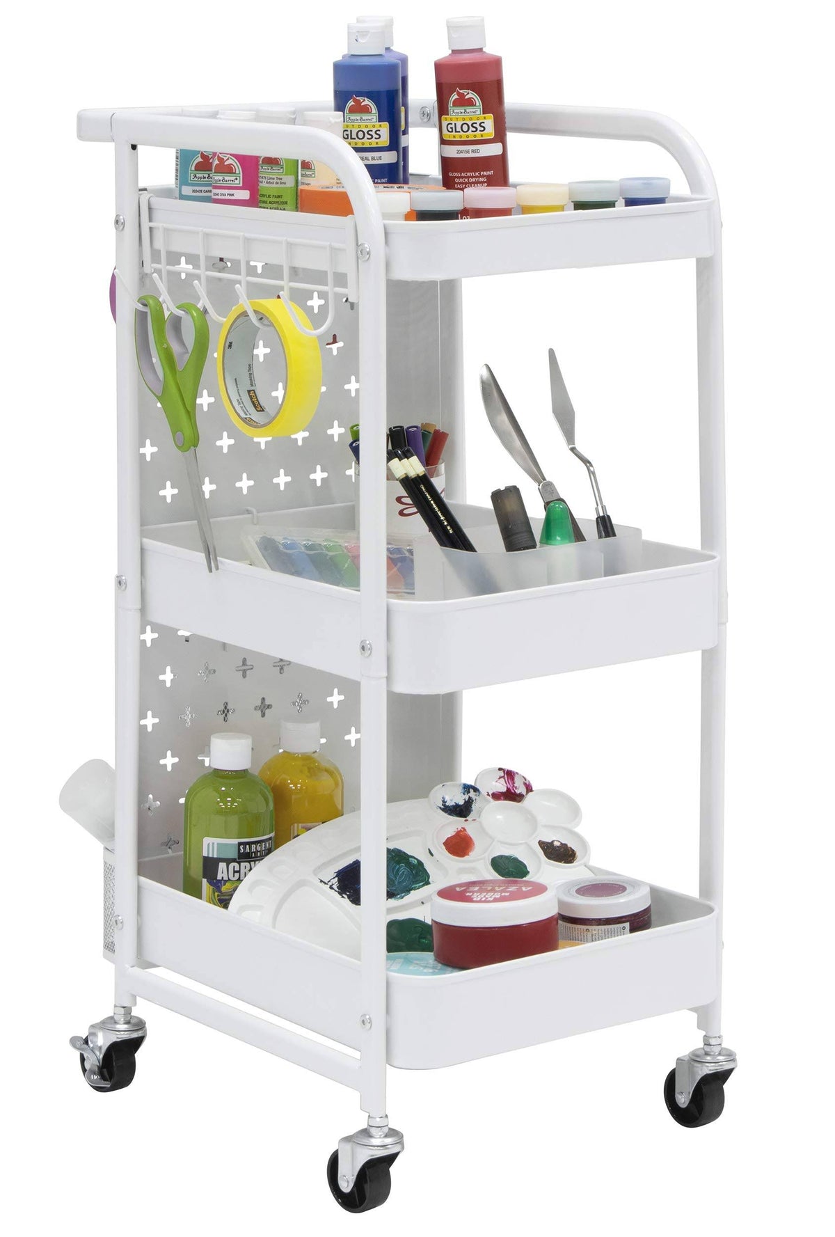 3-Tier Metal Utility Cart - White R3129
