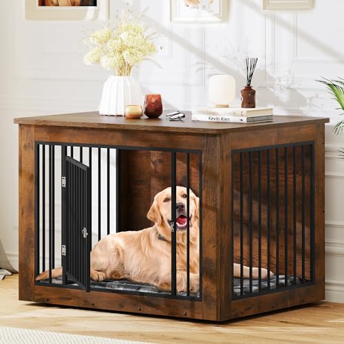 38"L Rustic Brown Dog Crate Furniture D705171