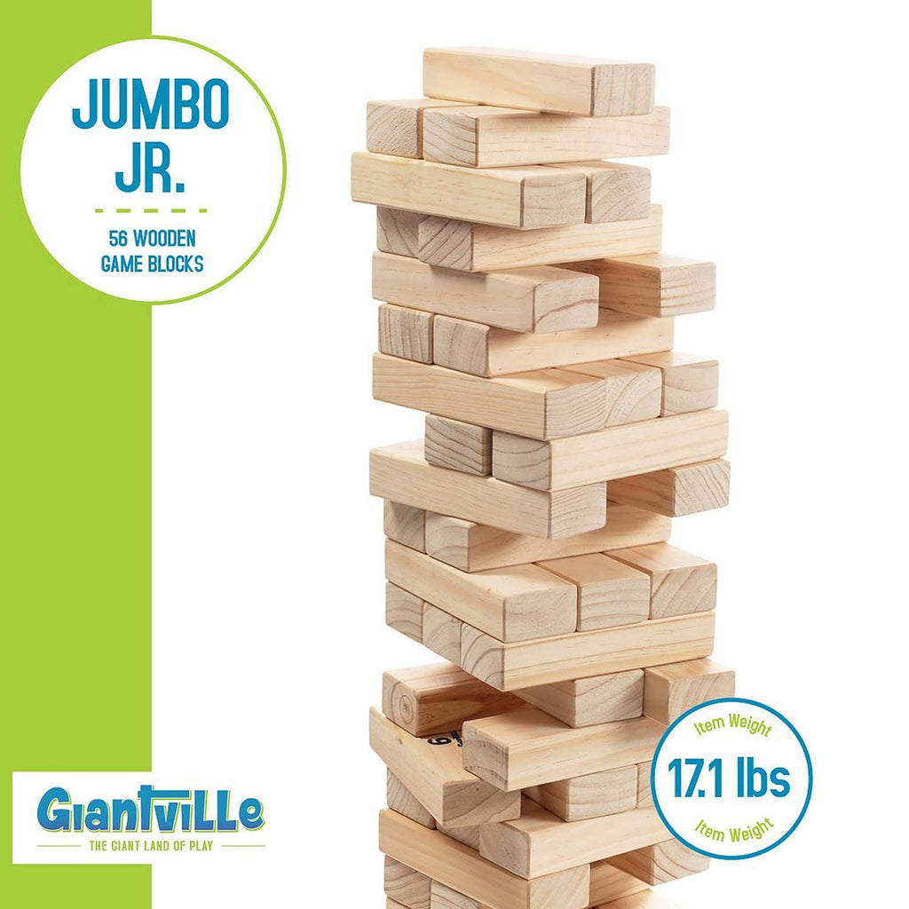 56 Pieces Pine Wood Tumbling Timber Blocks Floor Game with Carry Bag E51152