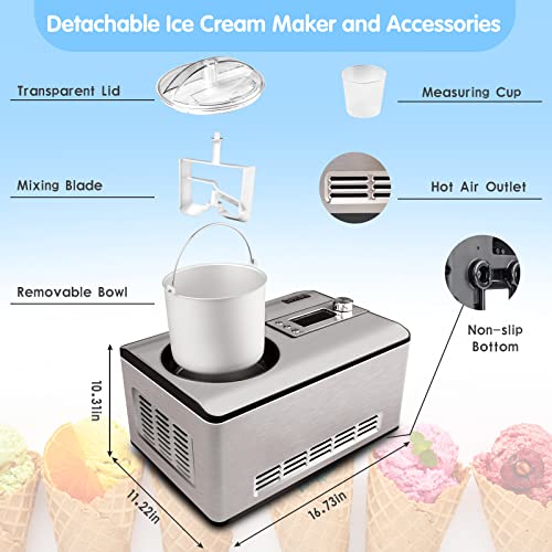 Ice Cream Maker with Compressor, 4 Modes, LCD Display S475345