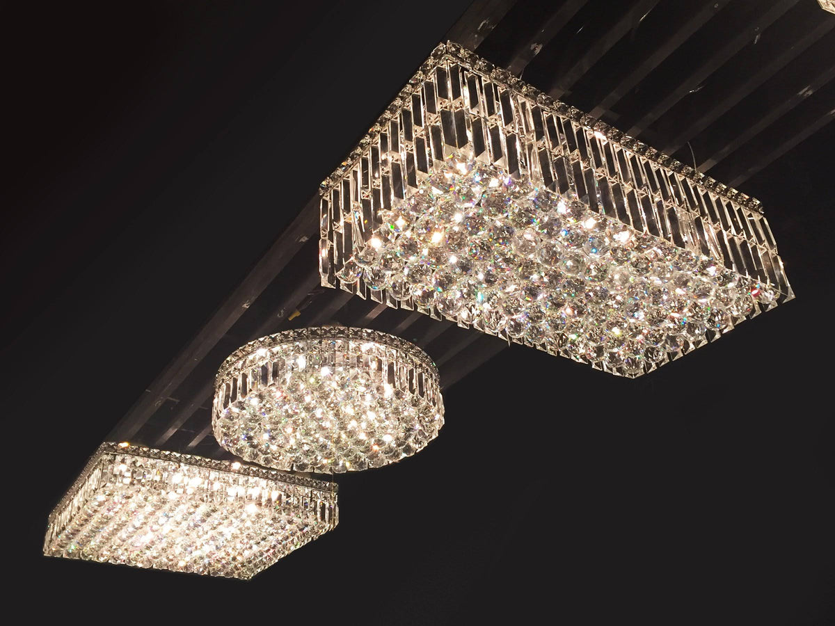 4 Light Chrome and Clear Crystal Flush Mount Ceiling Light T568