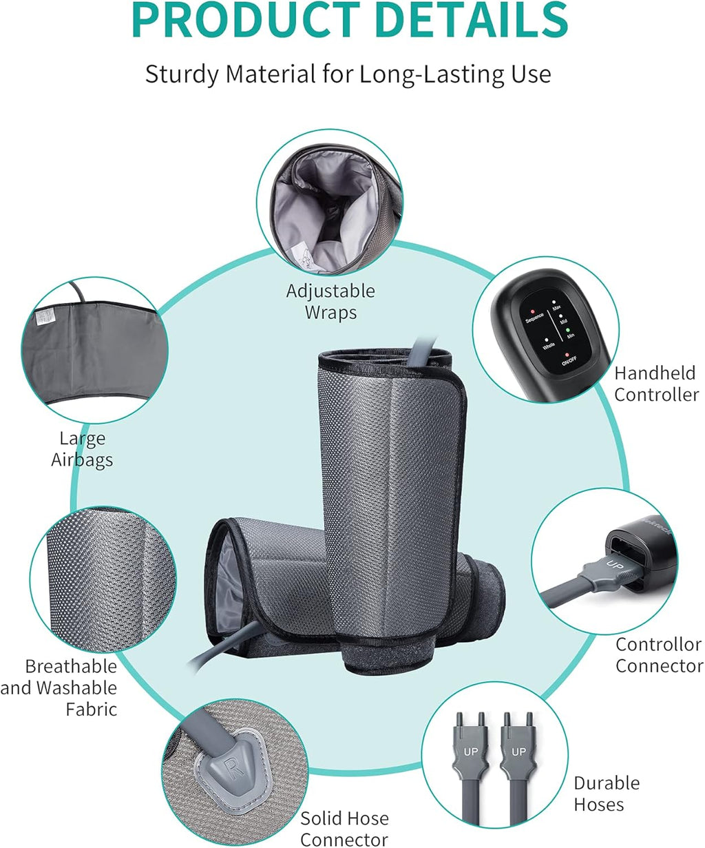 Air Compression Leg Massager with Handheld Controller, 2 Modes 3 Intensity Levels C7145