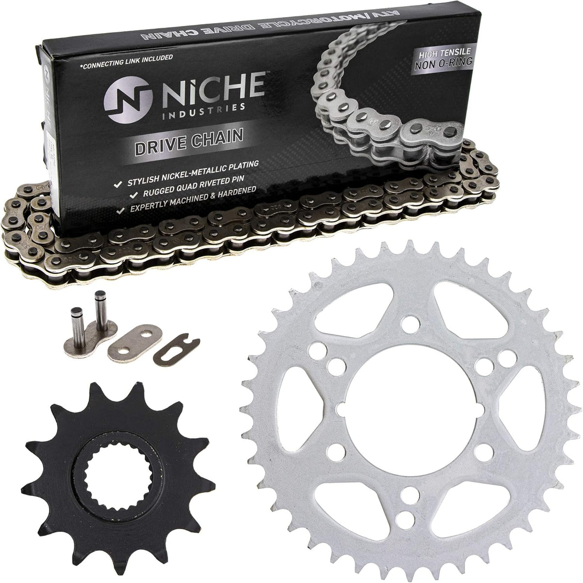 Drive Sprocket Chain Combo, 13 Tooth Front 40 Tooth Rear 520NZ Standard 88 Links Pack of 2 H897
