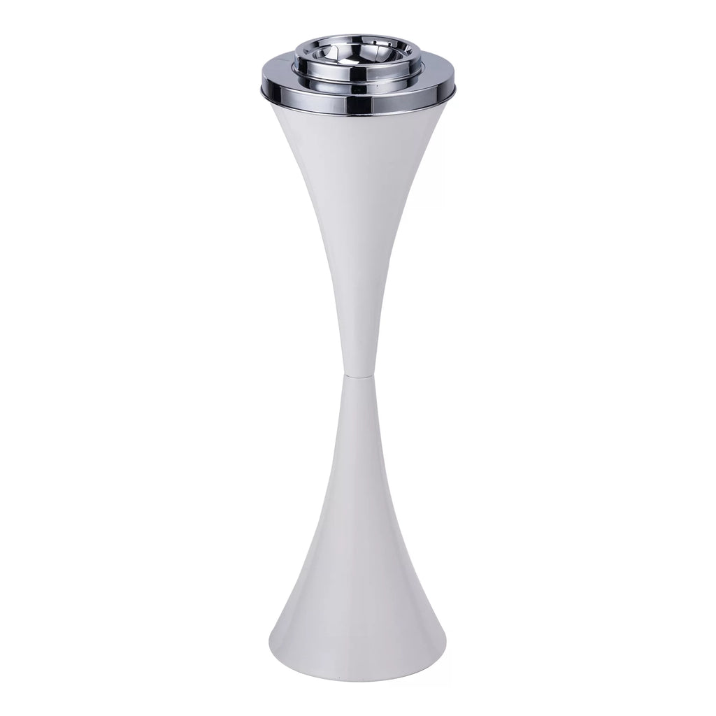 Steel Vintage Floor Standing Cigar Ashtray with Lid White V577