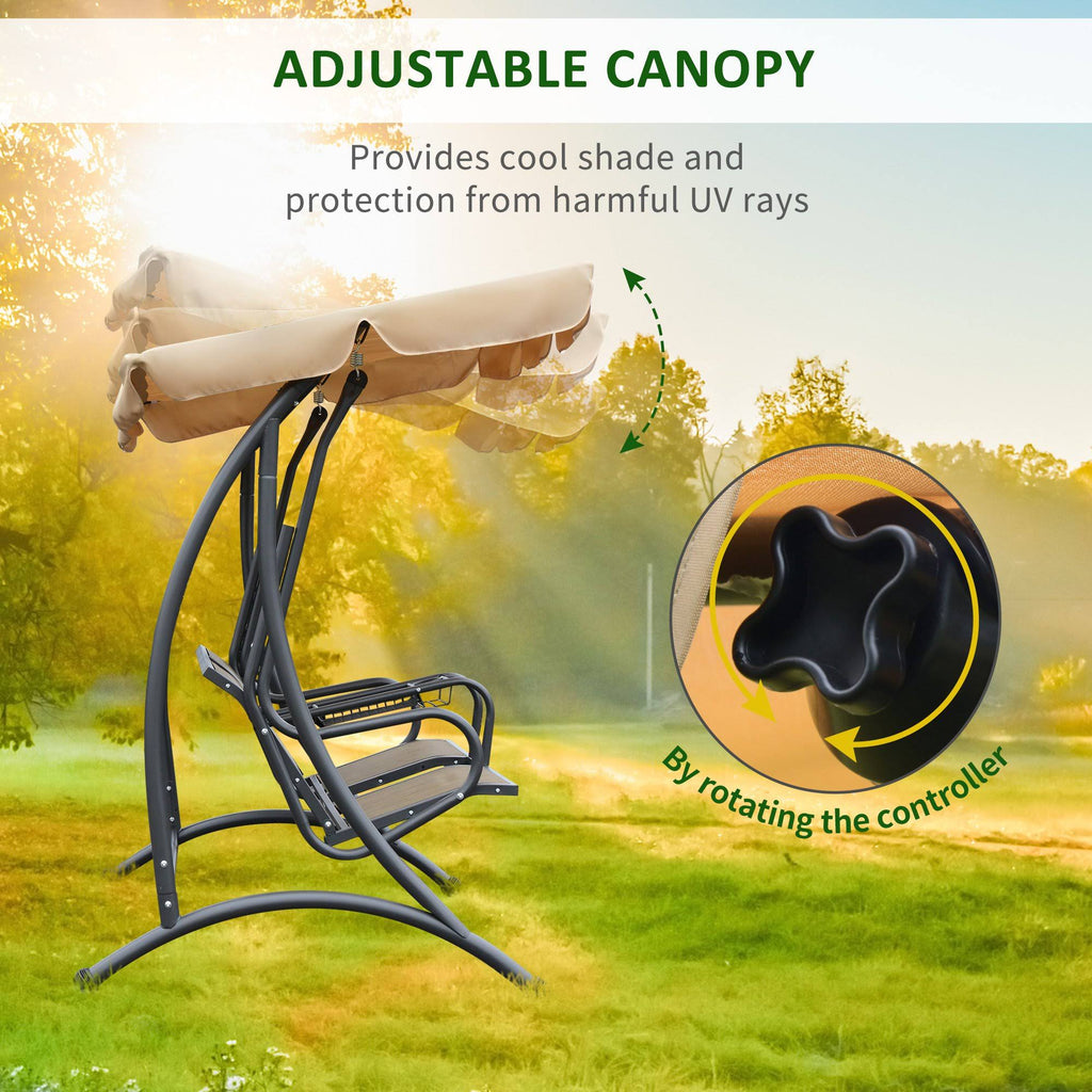 Covered Porch Canopy Swing Bench Chair with Stand M39506